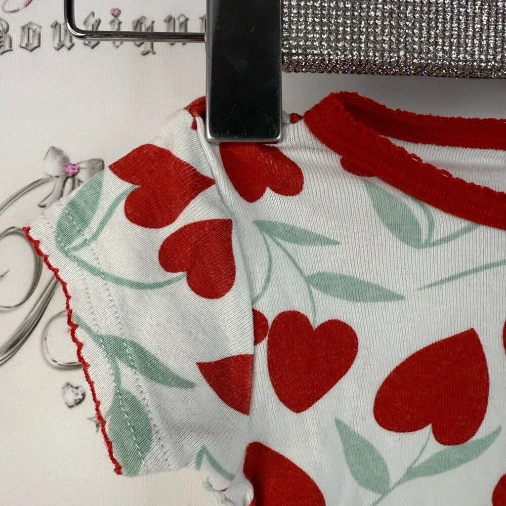 Carter's T-shirt hearts cherry print floral style top White and Red Baby